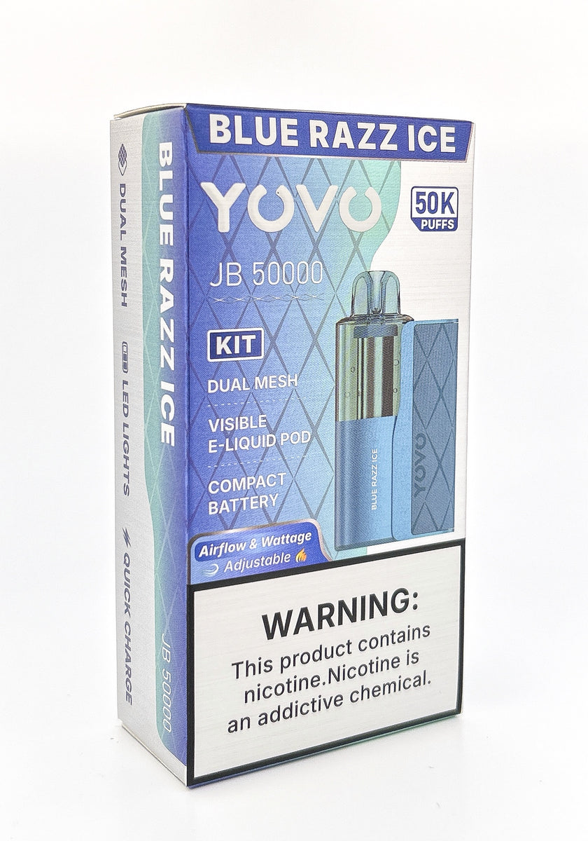 YOVO JB50000 DISPOSABLE KIT DISPOSABLE / BLUE RAZZ ICE / 50MG / 15ML / 50K PUFF