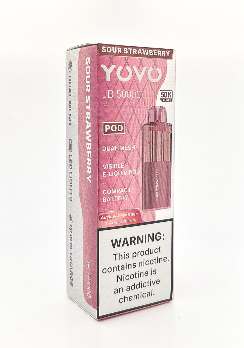 YOVO JB50000 POD DISPOSABLE / SOUR STRAWBERRY / 50MG / 15ML / 50K PUFF
