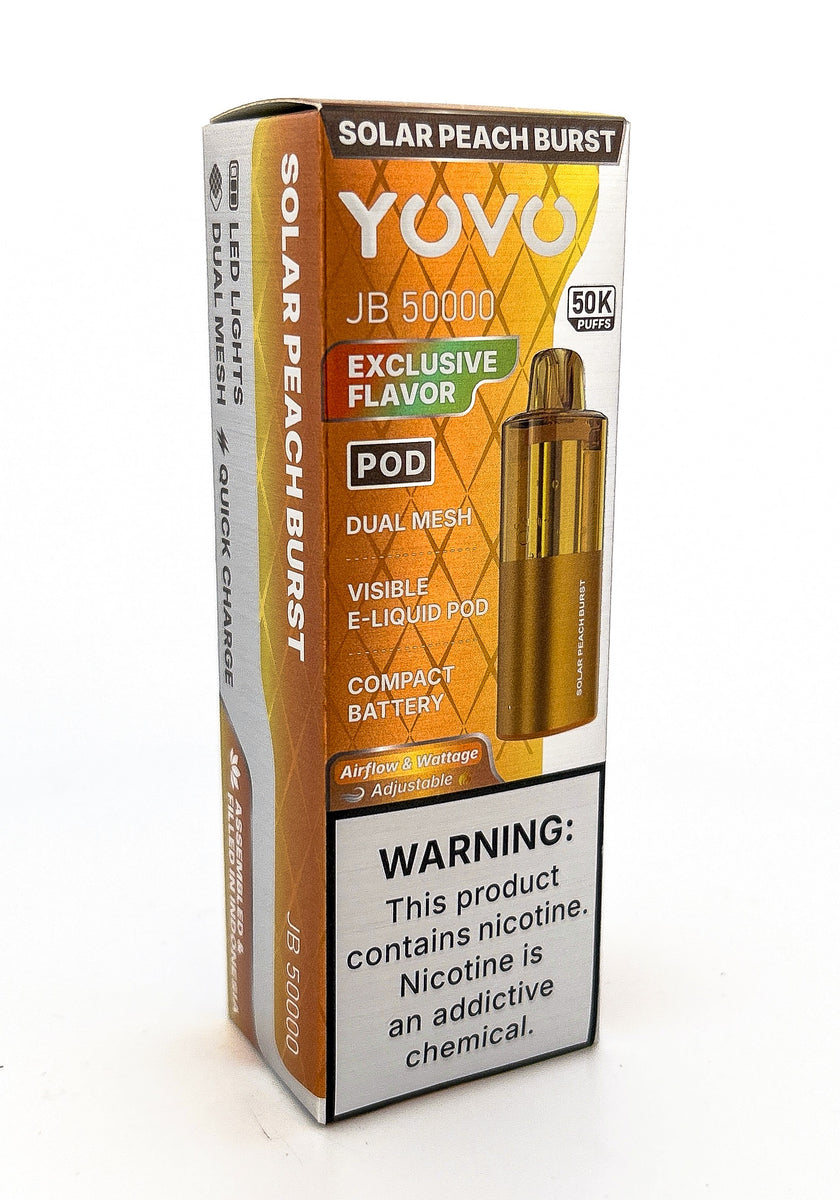 YOVO JB50000 POD DISPOSABLE / SOLAR PEACH BURST / 50MG / 15ML / 50K PUFF