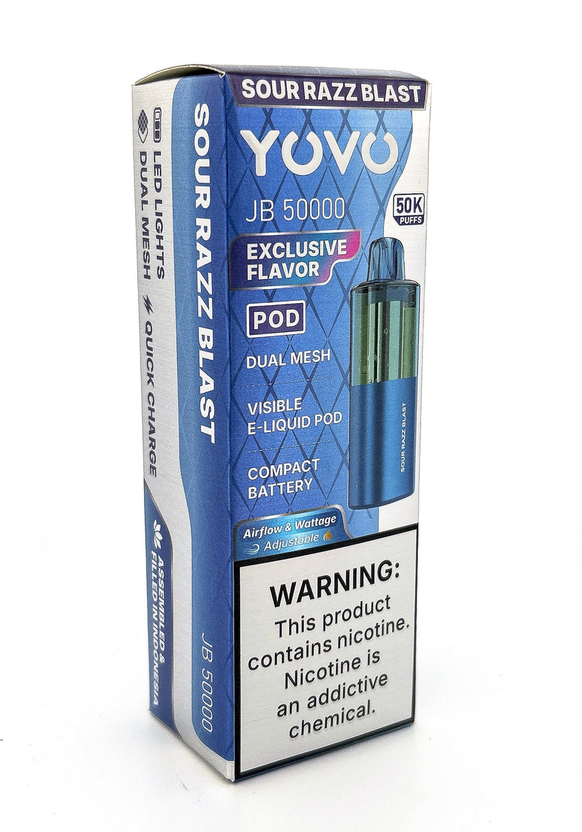 YOVO JB50000 POD DISPOSABLE / SOUR RAZZ BLAST / 50MG / 15ML / 50K PUFF